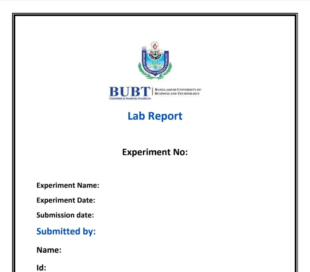BUBT Lab Report Cover Page