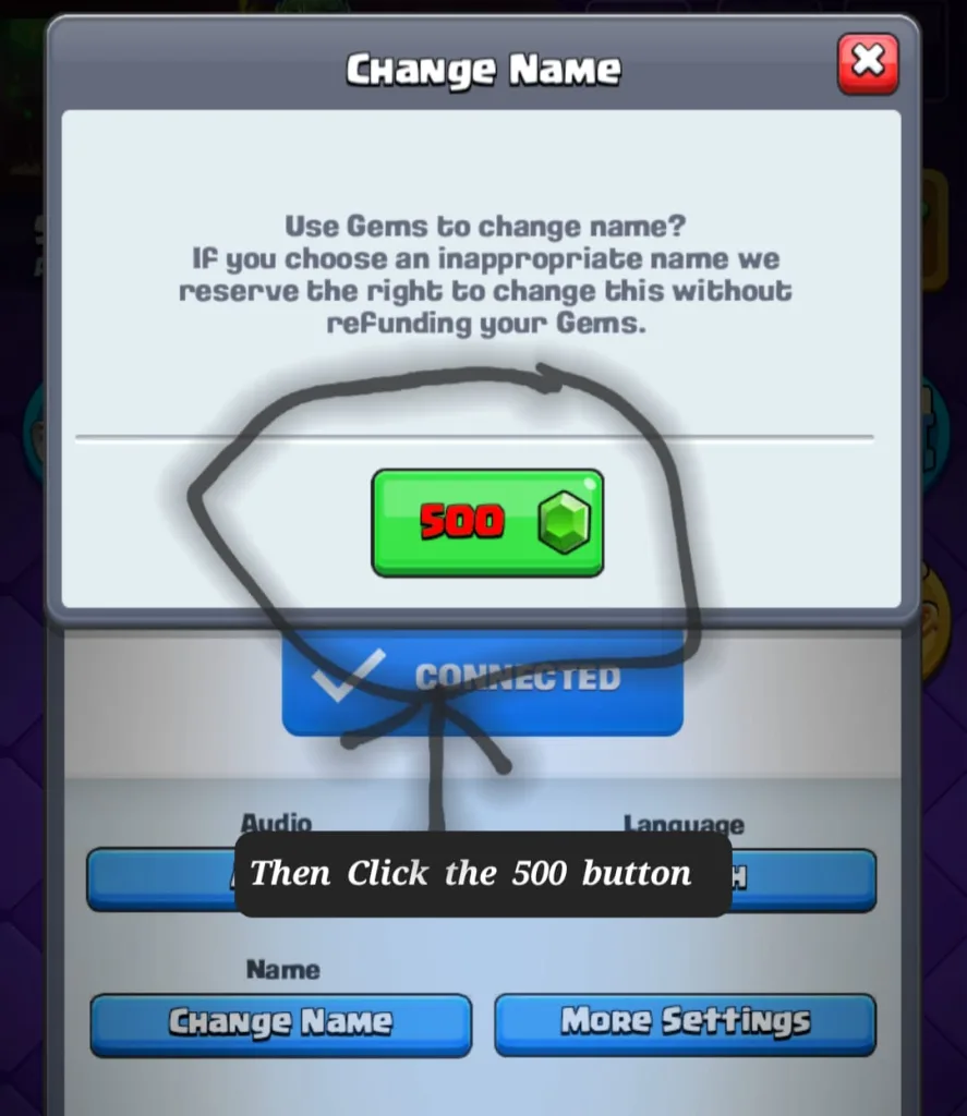 how to change name on clash royale