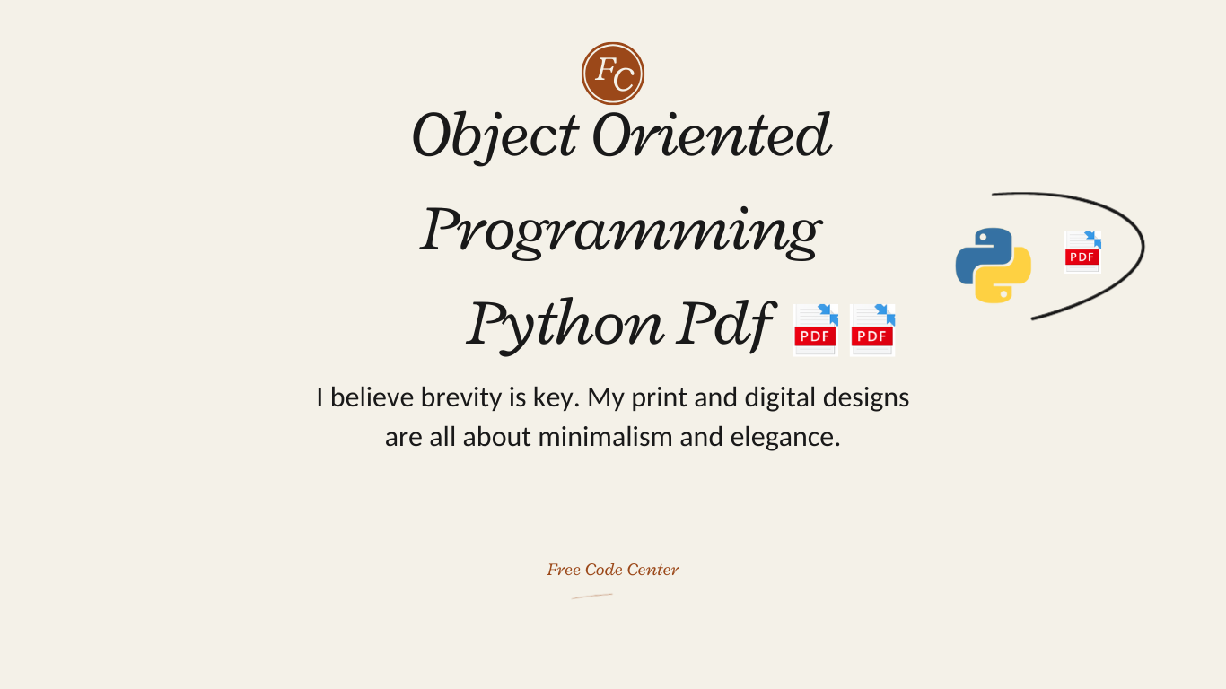 Object Oriented Programming Python Pdf