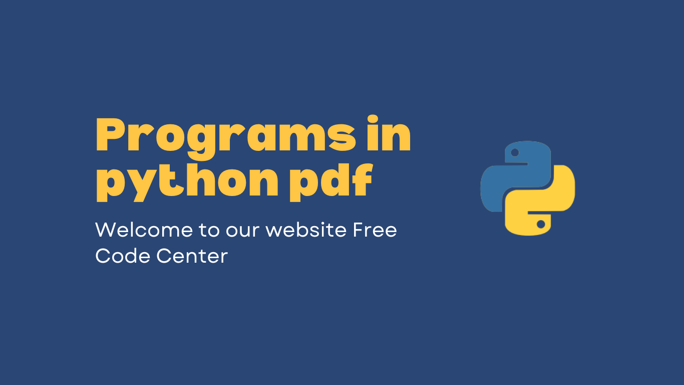 Programs in python pdf