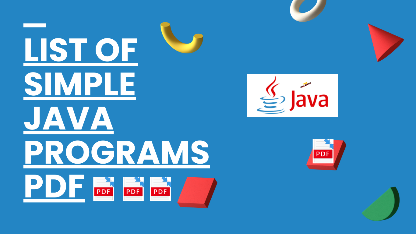 List of Simple Java Programs Pdf